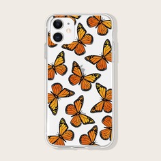 Прозрачный чехол для iPhone с узором бабочки Shein