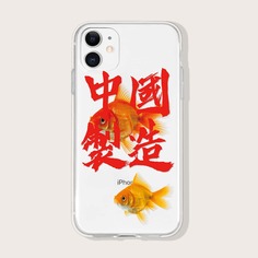 Прозрачный чехол для iPhone с китайским текстовым принтом Shein