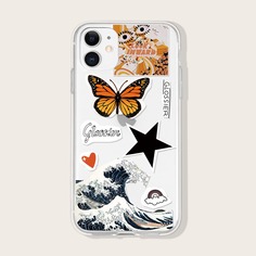 Чехол для iPhone с принтом бабочки и звезды Shein