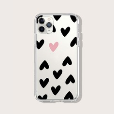 Прозрачный чехол для iPhone с принтом сердечка Shein