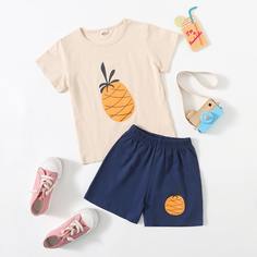 Футболка и шорты с принтом ананаса для мальчиков Shein