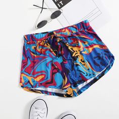 узел Мрамор Повседневный Шорты Shein