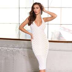 DKRX облегающее платье-халтер в полоску с блестками Shein