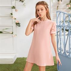 Платье с сетчатым рукавом и аппликацией для девочек Shein