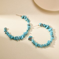 Серьги-кольца с декором камня 1 пара Shein