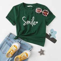 Футболка с оригинальным принтом для девочек Shein