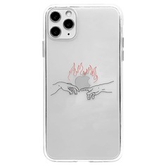 1шт чехол для iPhone с узором огня Shein