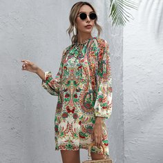 Оборка Цветочный принт Бохо Платья Shein