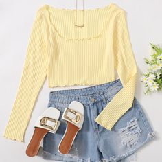 Вязаная футболка в рубчик Shein