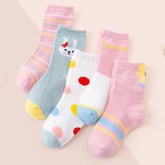 Носки с мультипликационным рисунком для девочек 5 пар Shein