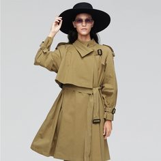 пальто с карманом и поясом Shein