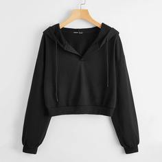 на кулиске Ровный цвет Повседневный Свитшоты Shein