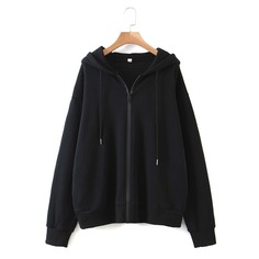 Однотонный свитшот на молнии с капюшоном Shein