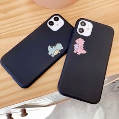 2шт Чехол для iPhone с рисунком динозавра Shein