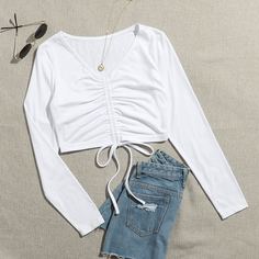 Короткая футболка на кулиске Shein
