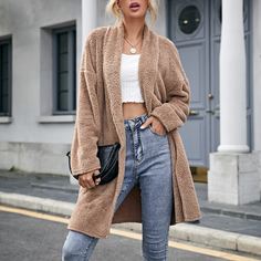 Одноцветный Повседневный Пальто Shein