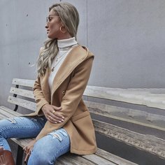 на пуговицах Одноцветный Повседневный Пальто Shein