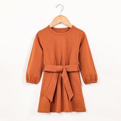 Платье с поясом и оригинальным рукавом для девочек Shein