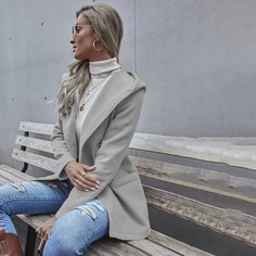 Двубортное пальто с капюшоном Shein