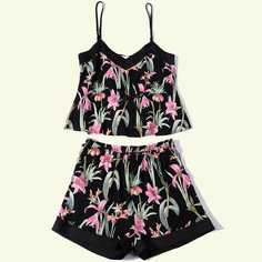 PJM пижама с цветочным принтом и узлом Shein