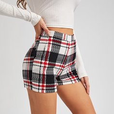 Карман Клетчатый Повседневный Шорты Shein