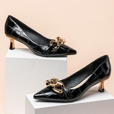 Цепочка Крокодиловый принт Каблуки Shein