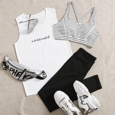 крест на крест Полосатый Спортивный комплектный костюм Shein
