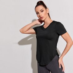 Контрастная сетка Одноцветный Спортивные футболки Shein