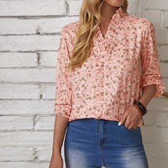 с оборками цветочный Бохо Блузы Shein