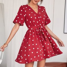 с поясом Сердечко Повседневный Платье Shein