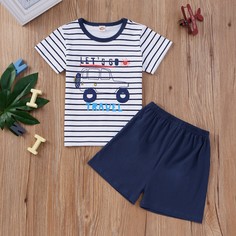 Футболка с оригинальным принтом и шорты для мальчиков Shein