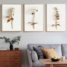3шт стенная живопись с цветочным принтом без рамки Shein