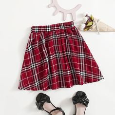 Юбка в клетку для девочек Shein
