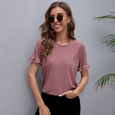 Однотонная трикотажная футболка Shein