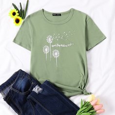 Лозунг Повседневный Футболки Shein