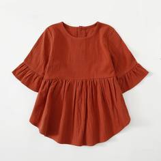 1шт однотонное платье для девочек Shein