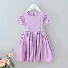 Платье с поясом и пышным рукавом для девочек Shein