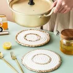 1шт круглая плетеная кухонная прихватка Shein