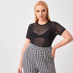 Сетчатый топ размера плюс без бюстгальтера Shein