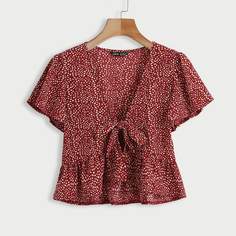 С оборками Принт Бохо Женские топы Shein