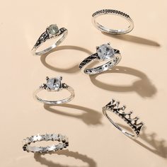 Кольцо со стразами 6шт Shein