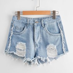 Рваные джинсовые шорты Shein