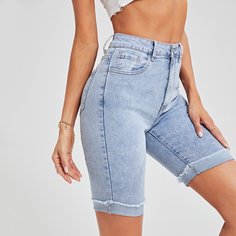Джинсовые шорты с высокой талией Shein