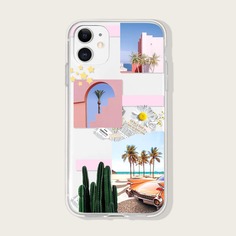 Чехол для iPhone с рисунком кактусов и ромашек Shein