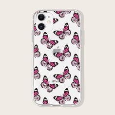 Прозрачный чехол для iPhone с принтом бабочек Shein