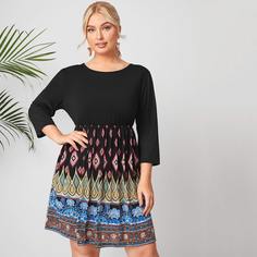 Расклешенное платье размера плюс с геометрическим принтом Shein