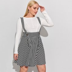 Платье размера плюс с рисунком "хаундстут" и пуговицами Shein