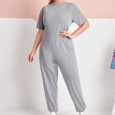 Однотонный комбинезон размера плюс Shein