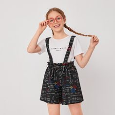 Пояс буква Повседневный Шорты для девочек Shein