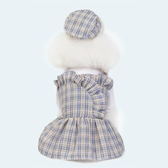 1шт платье для домашних животных в клетку с шапкой Shein